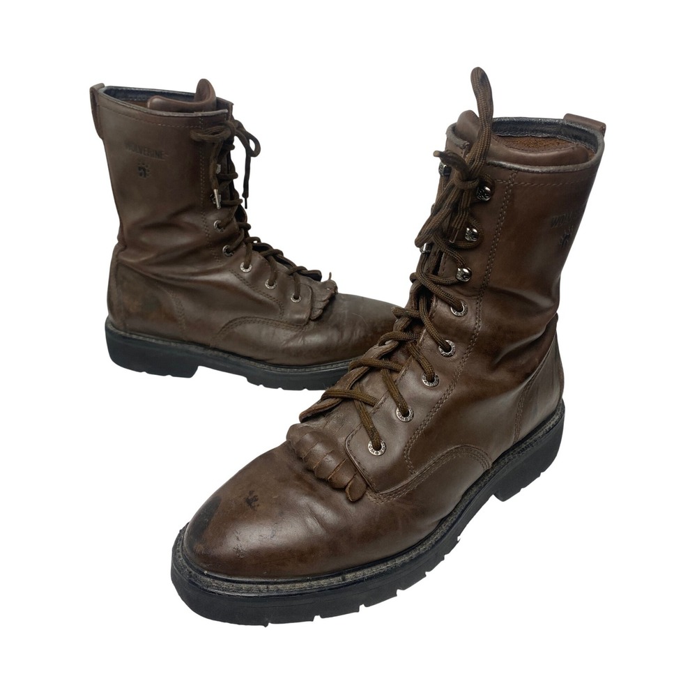 Wolverine Vintage Mens Brown Leather Kiltie Work Boots 04729 Size 12M